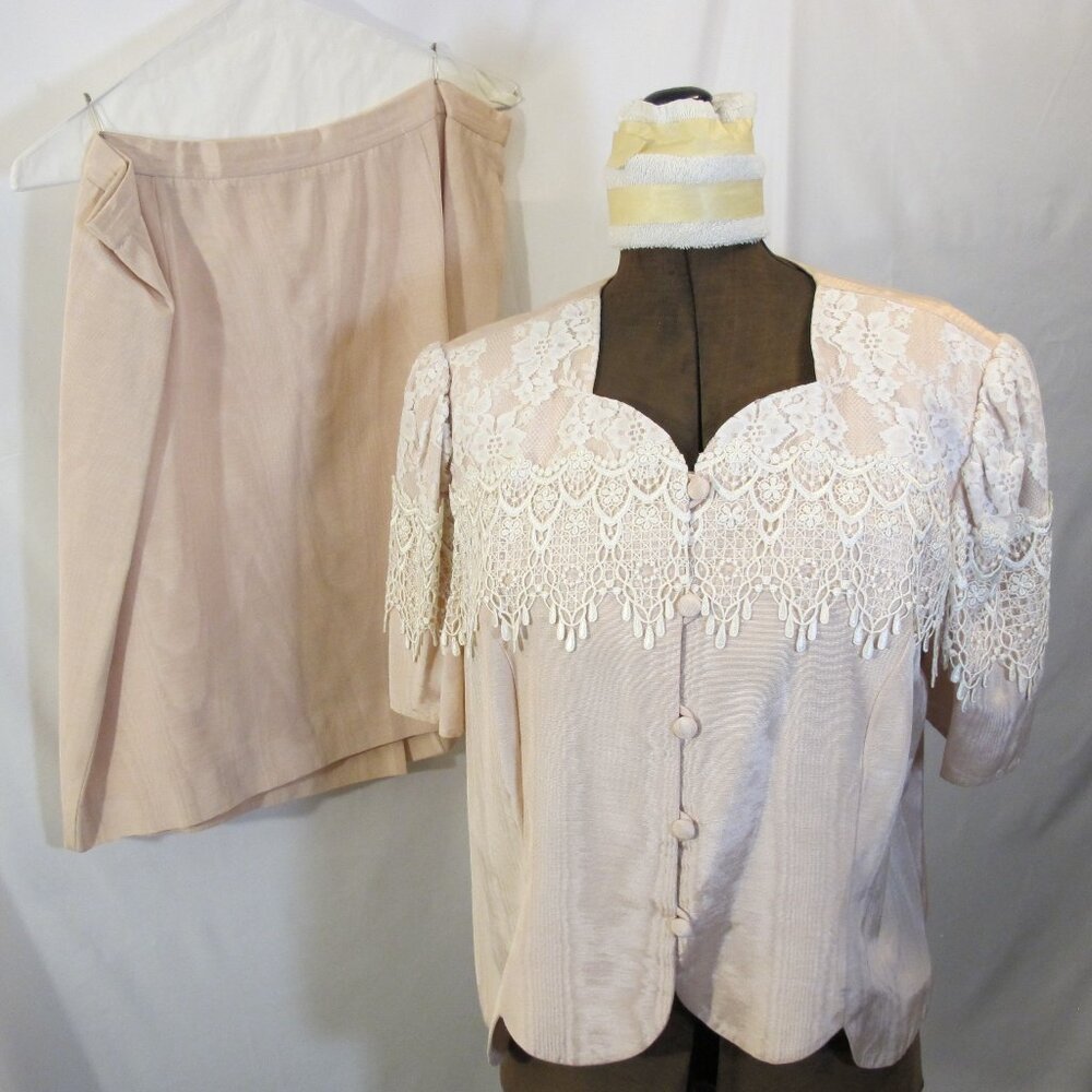 Vintage Scott McClintock pink two-piece formal skirt suit 18W